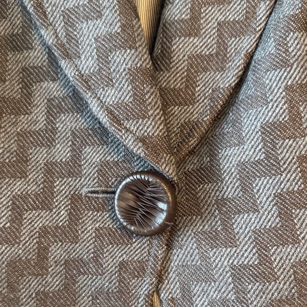Giorgio Armani Women's Dark Brown Chevron Single-Button Blazer